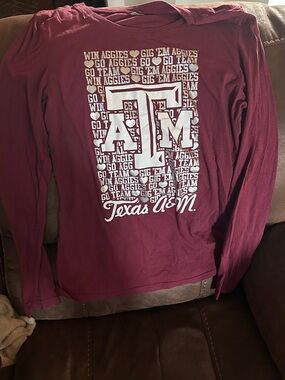 Texas A&M Maroon Long Sleeve Tee with White Logo